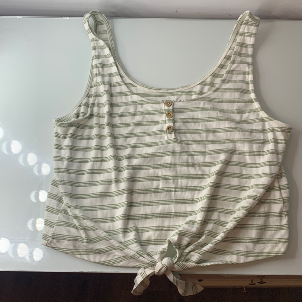 cute green and white striped tank crop
